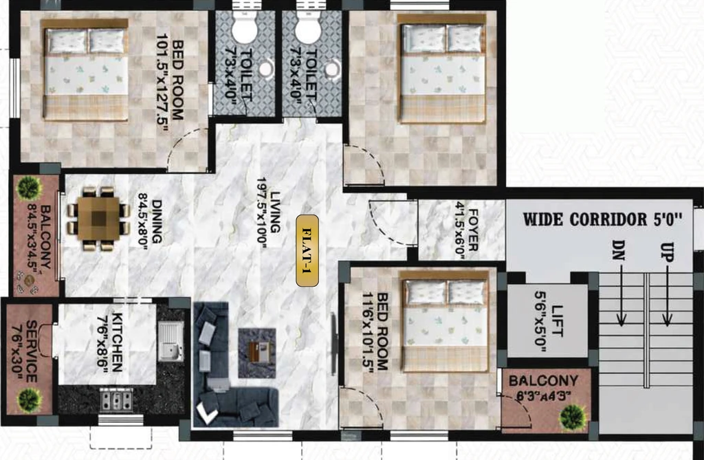 3 BHK Flat in Linga Vinayaka in Choolaimedu, Chennai - Image 908059