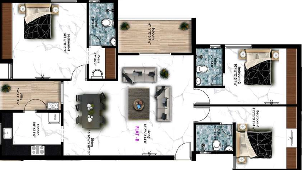 3 BHK Flat in Avinya Spectra in Kodambakkam, Chennai - Image 908073