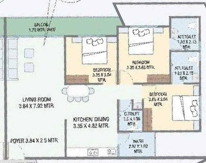 3 BHK Flat in Balaji Capital in Waghodia Road, Vadodara - Image 908117