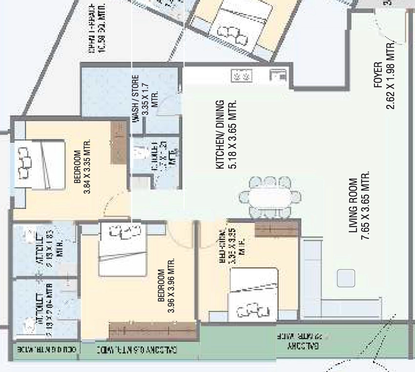3 BHK Flat in Balaji Capital in Waghodia Road, Vadodara - Image 908118