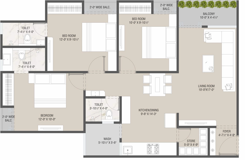 3 BHK Flat in Aamrapali Luxuria in Kalali, Vadodara - Image 908121