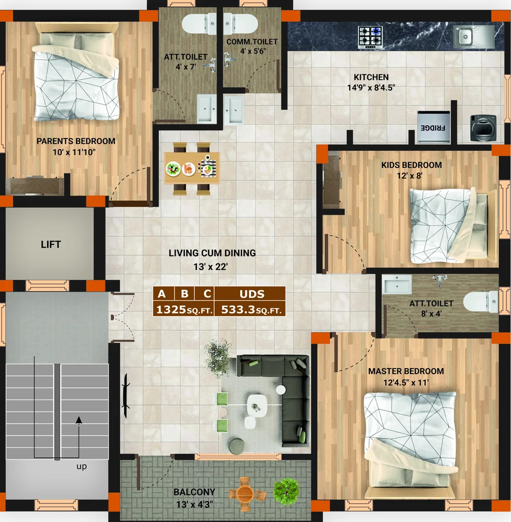 3 BHK Flat in Vasiyam Pride in Medavakkam, Chennai - Image 908131