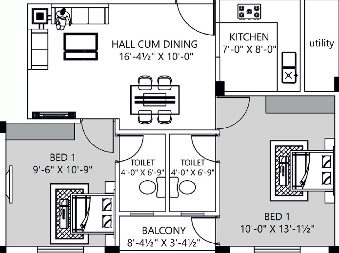2 BHK Flat in Greenwich Vilasam in Vadapalani, Chennai - Image 908136