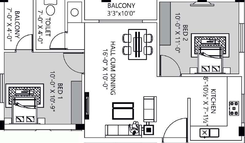2 BHK Flat in Greenwich Vilasam in Vadapalani, Chennai - Image 908137