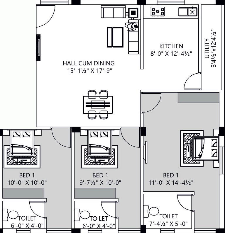 3 BHK Flat in Greenwich Vilasam in Vadapalani, Chennai - Image 908138