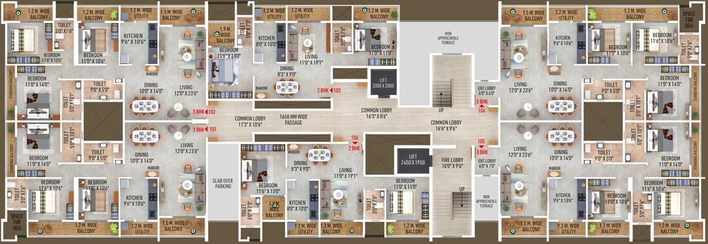 Floor Plan of Skyjoy Sky 140 Winter in Besa, Nagpur - Image 382434