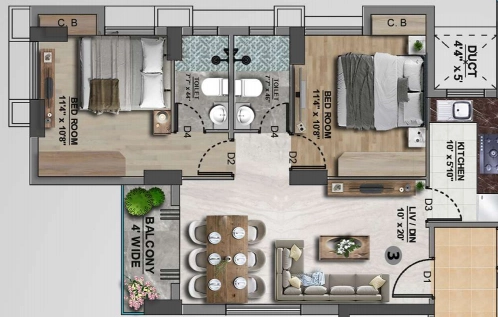 2 BHK Flat in Shrachi Eco Crest in Garia, Kolkata - Image 908876