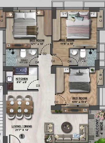 3 BHK Flat in Shrachi Eco Crest in Garia, Kolkata - Image 908878