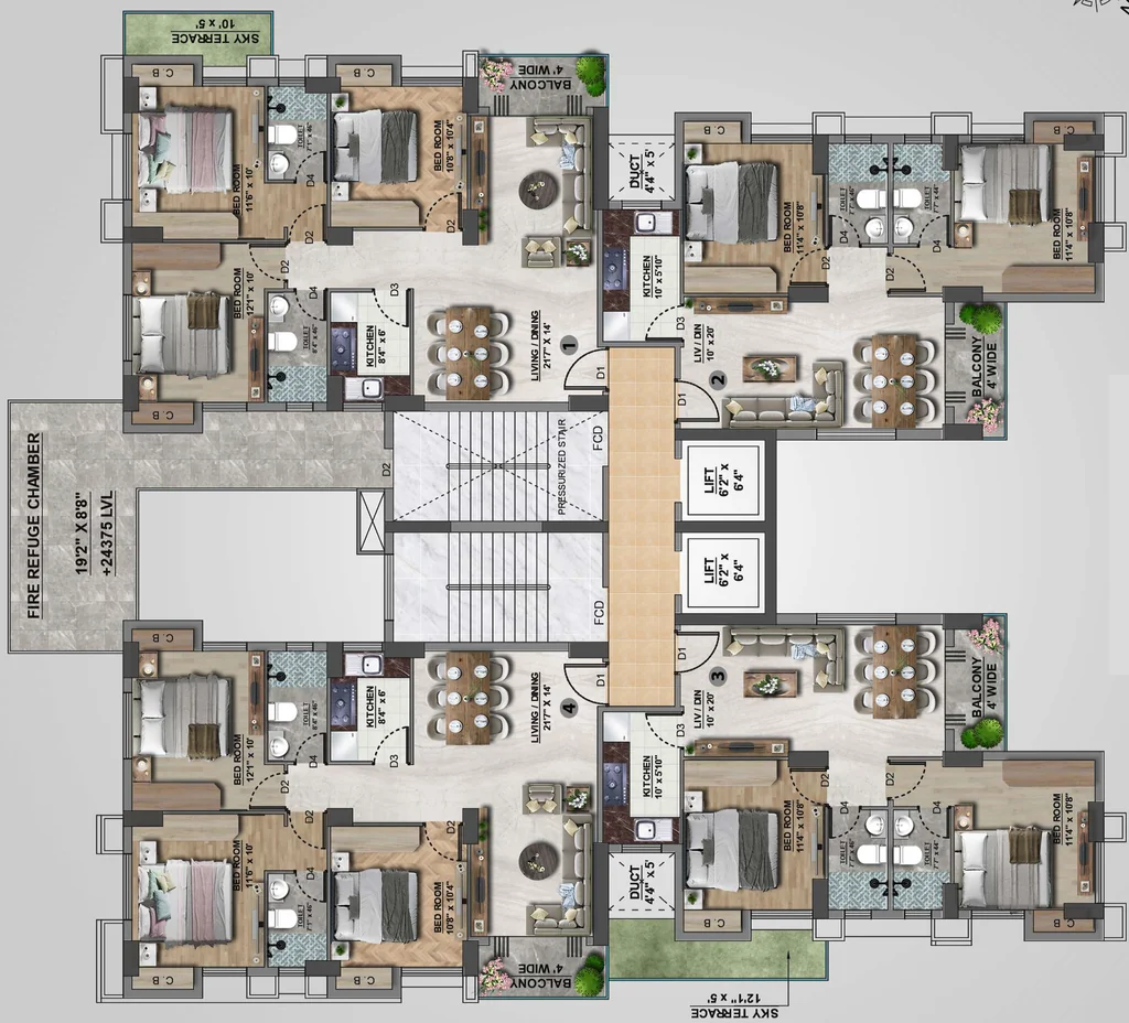 Floor Plan of Shrachi Eco Crest in Garia, Kolkata - Image 381987