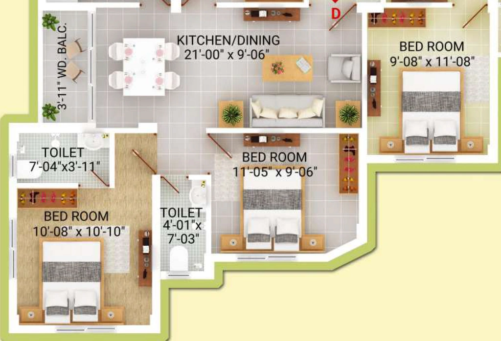 3 BHK Flat in Bengal Adya Sarovar in Narendrapur, Kolkata - Image 908732