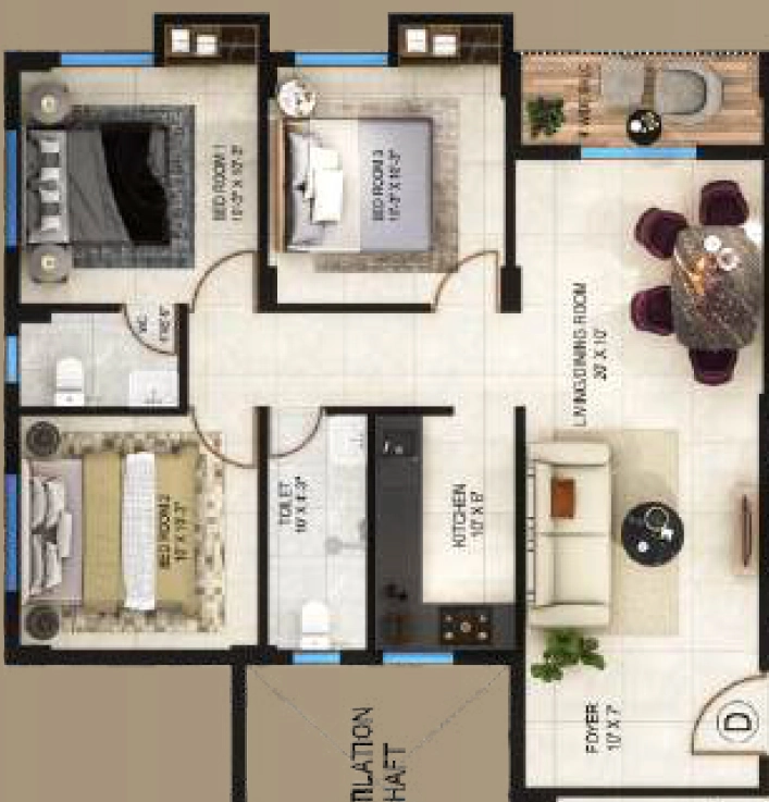 3 BHK Flat in Rajwada Phoenix in Garia, Kolkata - Image 908793