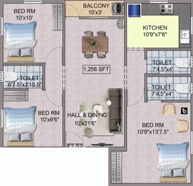 3 BHK Flat in Ashoka Arjun Castle in Nanganallur, Chennai - Image 908249