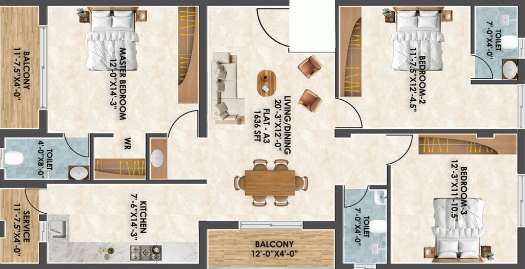 3 BHK Flat in Traventure Nexus in Saligramam, Chennai - Image 908253