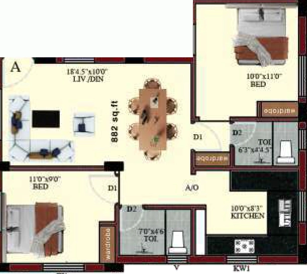 2 BHK Flat in Snigdha Silver Stone in Alandur, Chennai - Image 908266