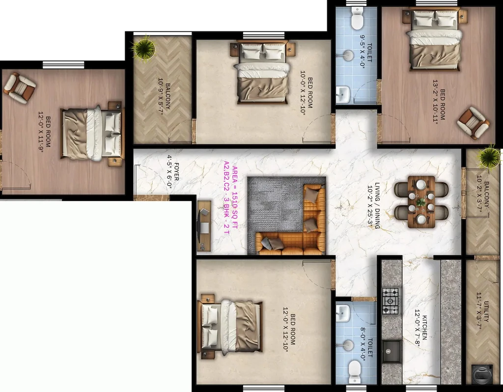 3 BHK Flat in Traventure Dior in Saligramam, Chennai - Image 908273