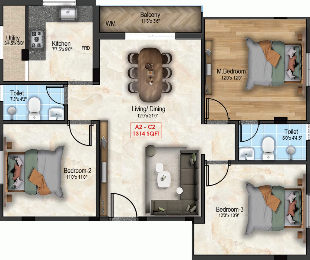 3 BHK Flat in Traventure Athulya in Saligramam, Chennai - Image 908275