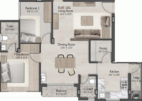 2 BHK Flat in RMS Skanda in T Nagar, Chennai - Image 908331