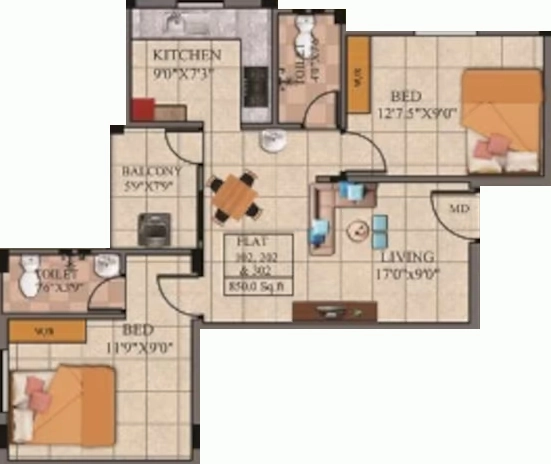 2 BHK Flat in Annai Horizon in Pallikaranai, Chennai - Image 908407