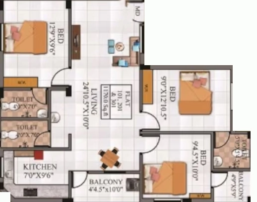 3 BHK Flat in Annai Horizon in Pallikaranai, Chennai - Image 908409