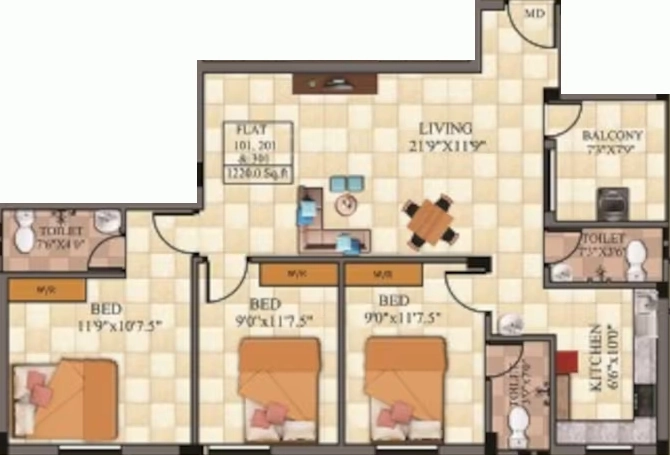 3 BHK Flat in Annai Horizon in Pallikaranai, Chennai - Image 908410