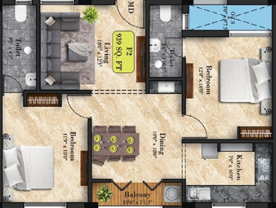 2 BHK Flat in Shalom Brindhavan Garden in Tambaram, Chennai - Image 908451