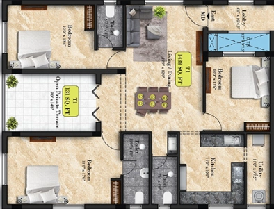 3 BHK Flat in Shalom Brindhavan Garden in Tambaram, Chennai - Image 908457
