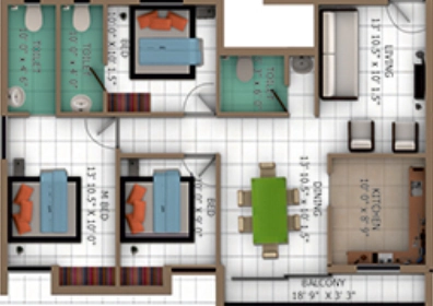 3 BHK Flat in Guru Brindavan Garden in Mogappair, Chennai - Image 908460