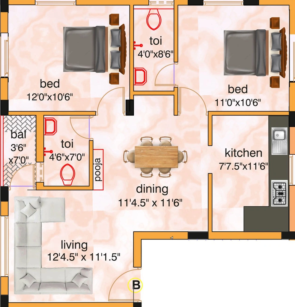 2 BHK Flat in KF Vasantham in Villivakkam, Chennai - Image 908463