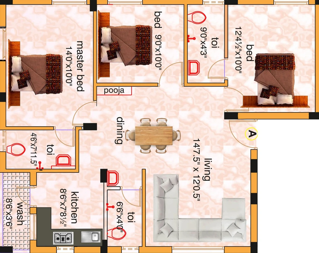 3 BHK Flat in KF Vasantham in Villivakkam, Chennai - Image 908464