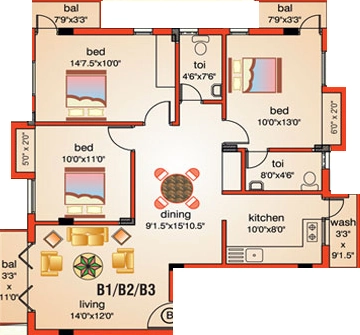 3 BHK Flat in KF Vishrag Sharavathi in Korattur, Chennai - Image 908469