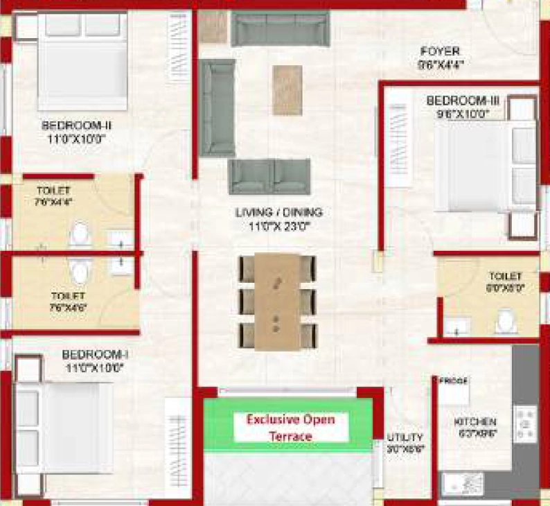 3 BHK Flat in SD Morning Glory in Saligramam, Chennai - Image 908534