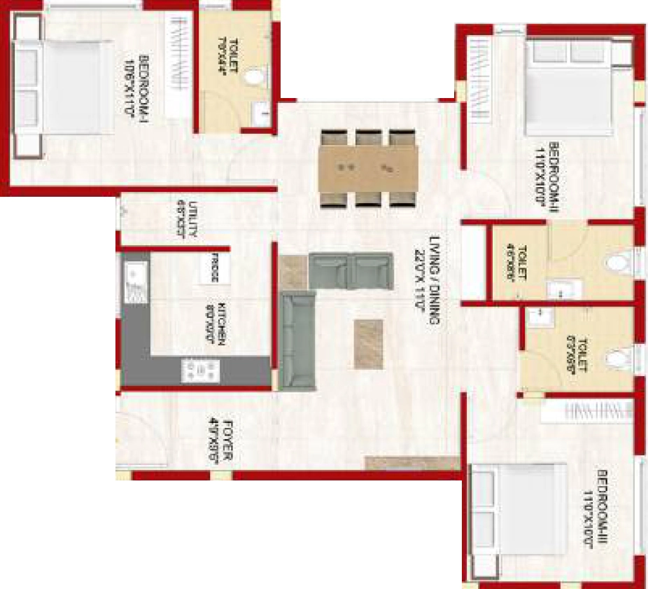 3 BHK Flat in SD Morning Glory in Saligramam, Chennai - Image 908535
