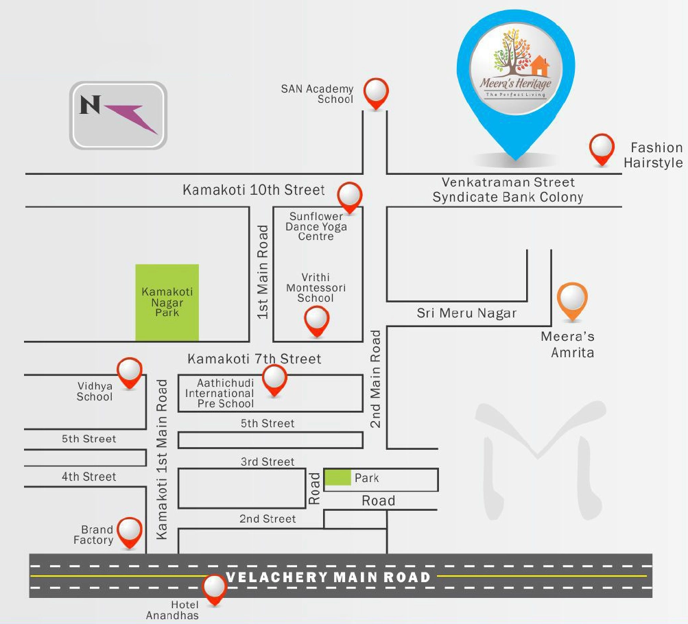 Location of Meeras Heritage in Pallikaranai, Chennai - Image 381199