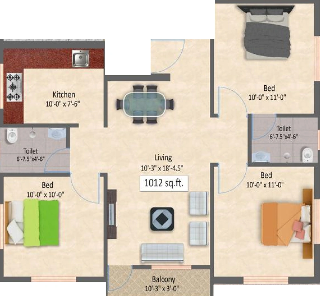 3 BHK Flat in Aliyah Ganga Kalyan Crest in Nungambakkam, Chennai - Image 908617