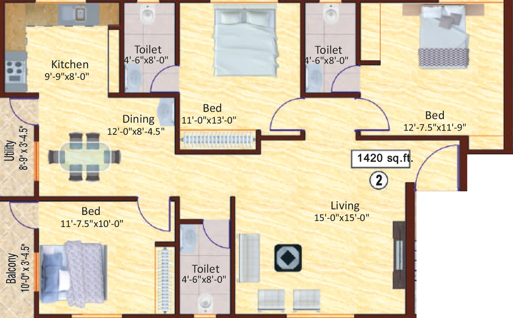 3 BHK Flat in Aliyah Malliga Castle in Ashok Nagar, Chennai - Image 908618