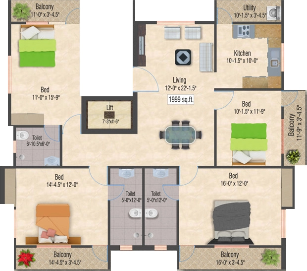 4 BHK Flat in Aliyah Neela Crest in Nungambakkam, Chennai - Image 908620