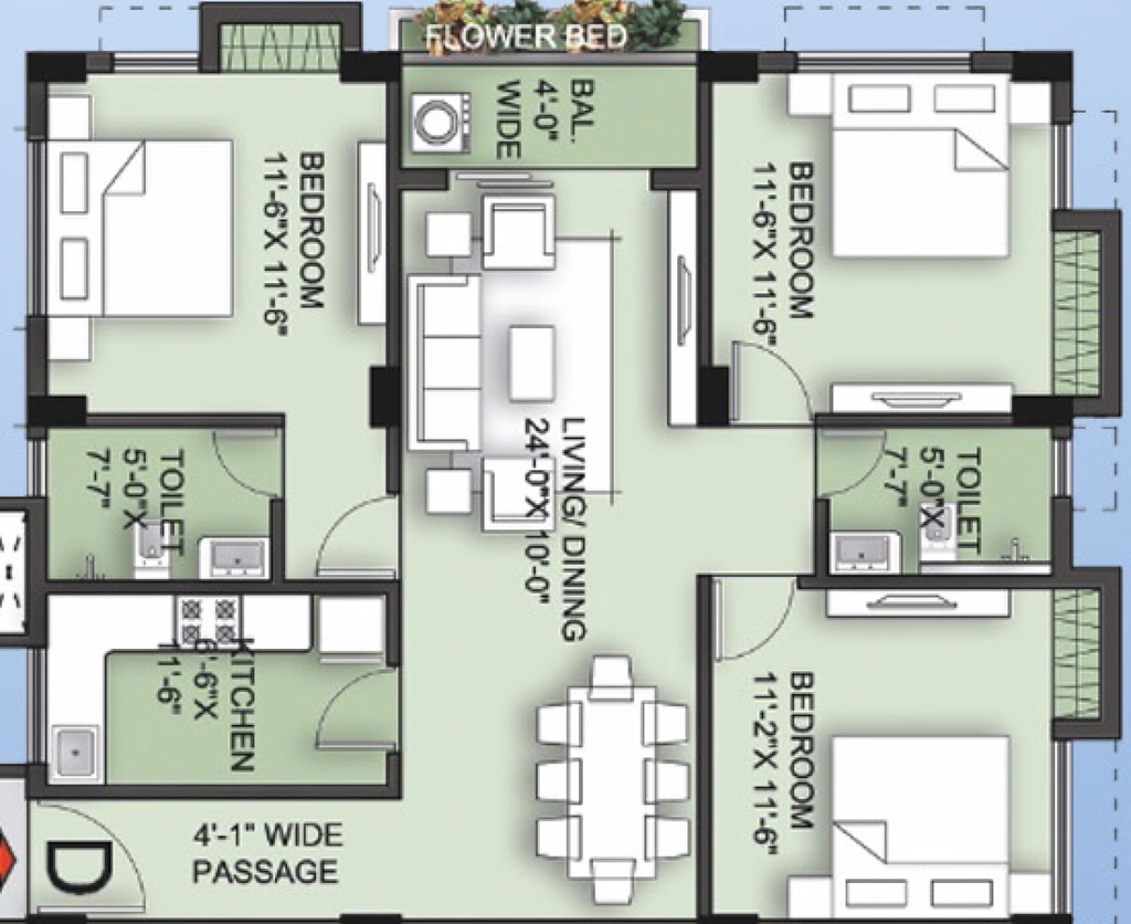3 BHK Flat in Bhatter Omya in Kalikapur, Kolkata - Image 909083