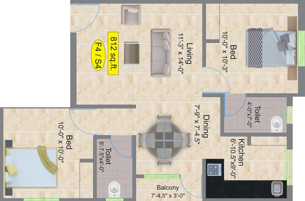 2 BHK Flat in Aliyah Lily in Perungudi, Chennai - Image 908622