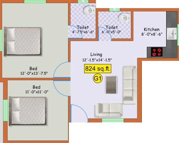 2 BHK Flat in Aliyah Helvetica in Perungudi, Chennai - Image 908627