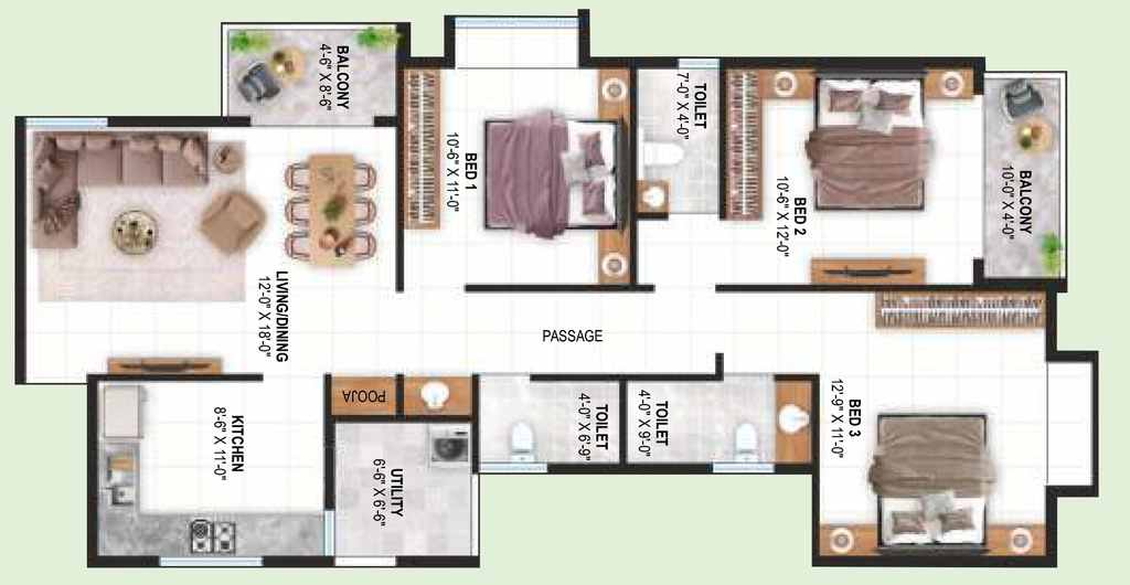 3 BHK Flat in Malpani Mauni Ashish in Kathe Galli, Nashik - Image 908925