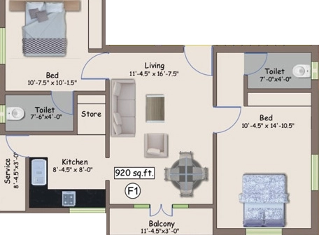 2 BHK Flat in Aliyah Gardenia in Kotturpuram, Chennai - Image 908632