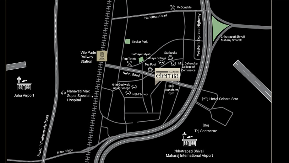 Location of Lakshmi Eternia in Vile Parle East, Mumbai - Image 400200