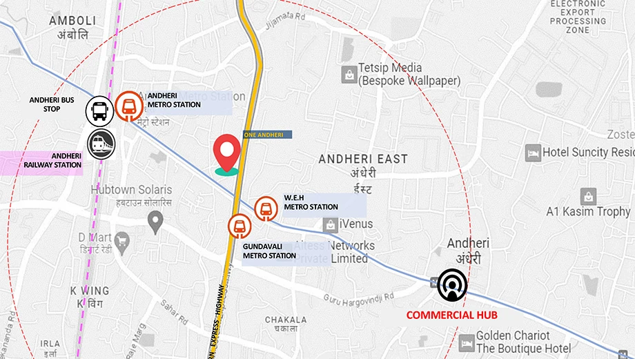 Location of Saffron Fortune Elite in Andheri East, Mumbai - Image 382386