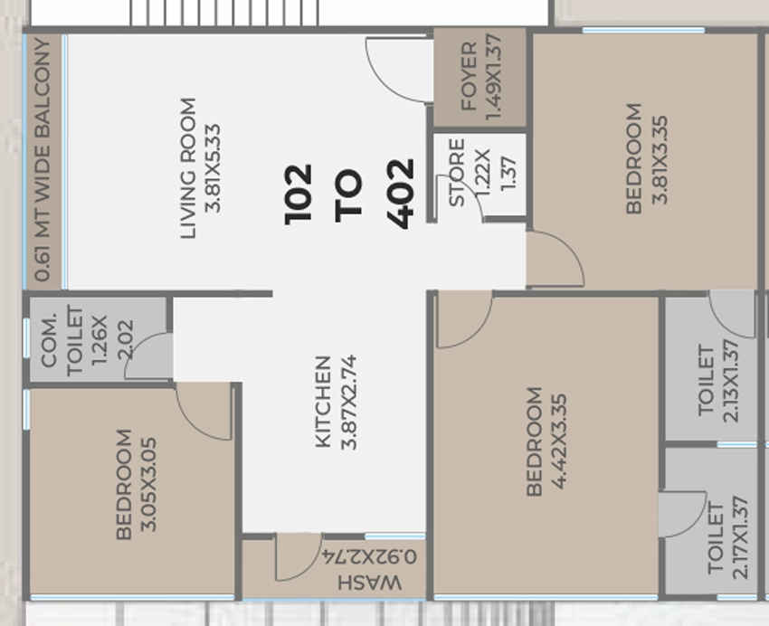 3 BHK Flat in Royal Keizer Resicom Plazaa in Gorwa, Vadodara - Image 908663