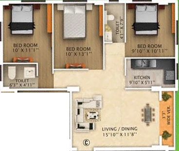 3 BHK Flat in Rajwada Emeralds in Narendrapur, Kolkata - Image 909141
