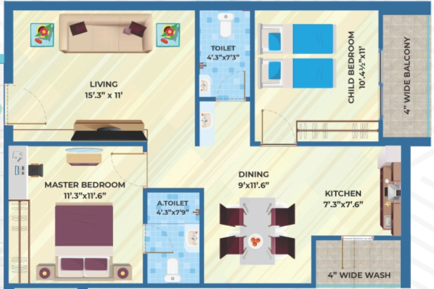 2 BHK Flat in Ameya Shine in Bolarum, Hyderabad - Image 908716