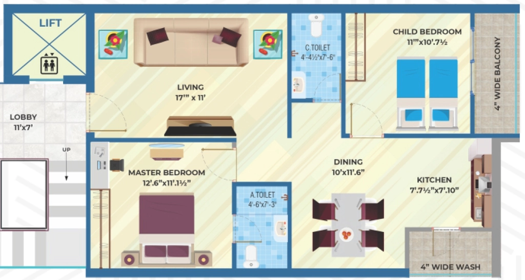 2 BHK Flat in Ameya Shine in Bolarum, Hyderabad - Image 908717