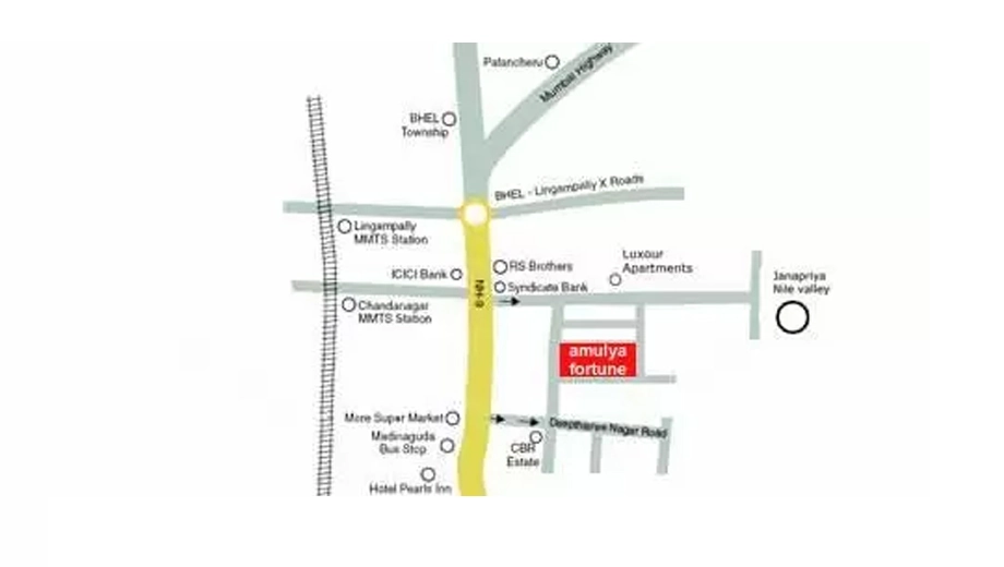 Location of Amulya Fortune in Miyapur, Hyderabad - Image 381597