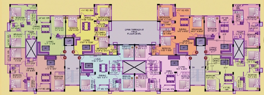 Floor Plan of Todi Sunny Skyline in Garia, Kolkata - Image 382659