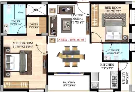 2 BHK Flat in Arkon Keerthi Sunrise in Bandlaguda Jagir, Hyderabad - Image 908741